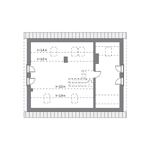 Senne marzenie (etap I) - M201 - Rzut poddasza do indywidualnej adaptacji (57,3 m2 powierzchni użytkowej)