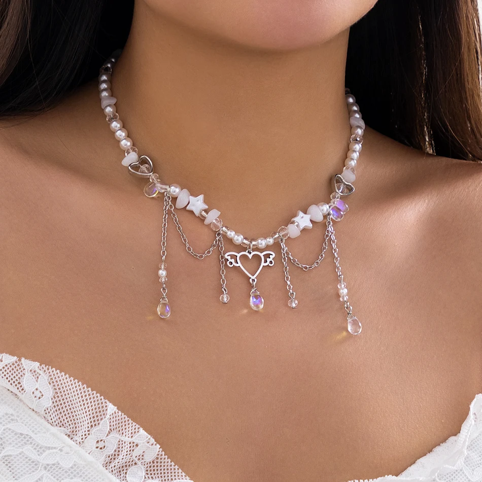 Colar Dopamina Vento Qianxi Borboleta Doce e Legal com contas. Design único, elegante e vibrante para expressar sua personalidade.