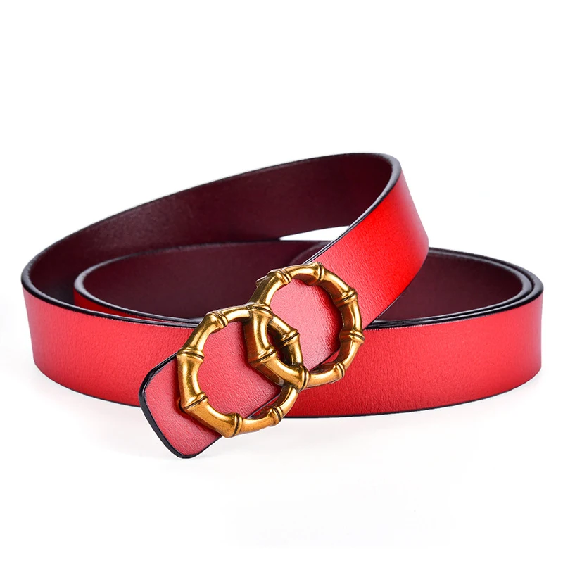 Cinto de couro genuíno com fivela lisa para mulheres, couro de vaca puro, macio e resistente, um acessório elegante e versátil.