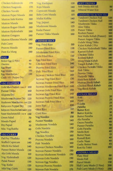 Mamatha Restaurant menu 