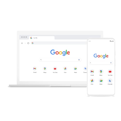 En laptop och en telefon med Chrome