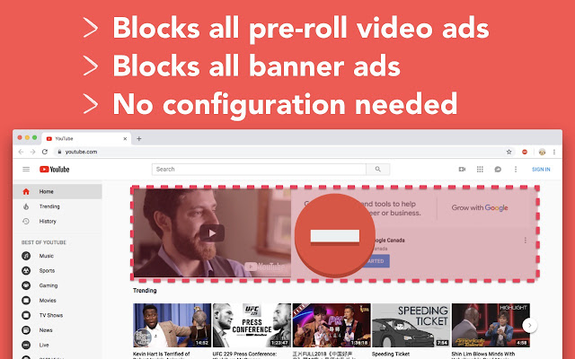 Youtube ™ க்கான சூப்பர் Adblocker