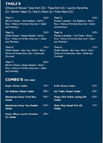 Just Punjabi menu 