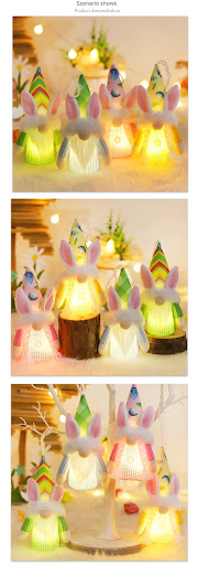 Title 8, Easter Light-up Rabbit Ears Faceless Old Doll C...