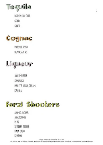 Farzi Cafe menu 