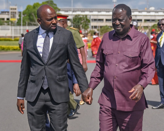 Transport CS Kipchumba Murkomen and Azimio la Umoja leader Raila Odinga on May 17, 2024.
