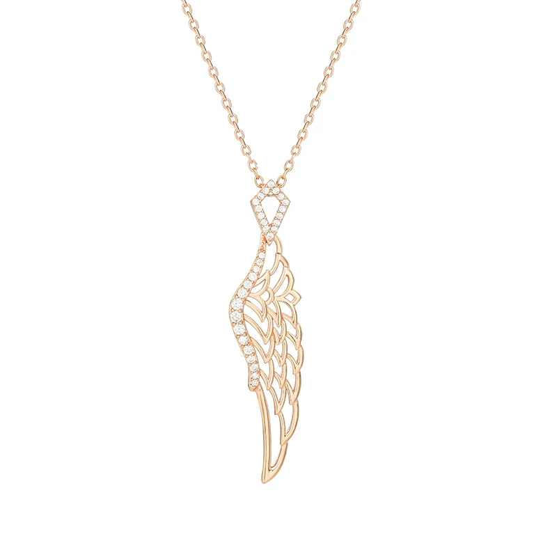 Title 3, Silver wings glitter diamond feather clavicle c...