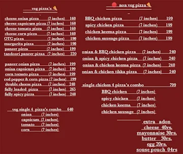 Bill’s Pizza Palace menu 