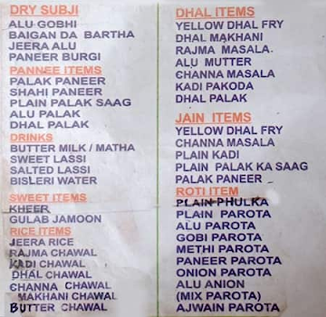 Bobby's Dhaba menu 