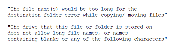 Popular error messages while working with files