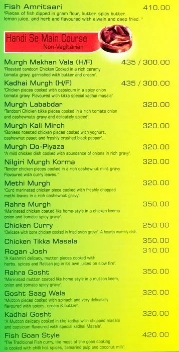 Madhuban menu 