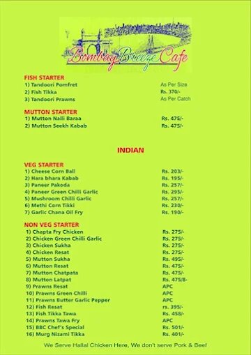 Bombay Breeze Cafe menu 