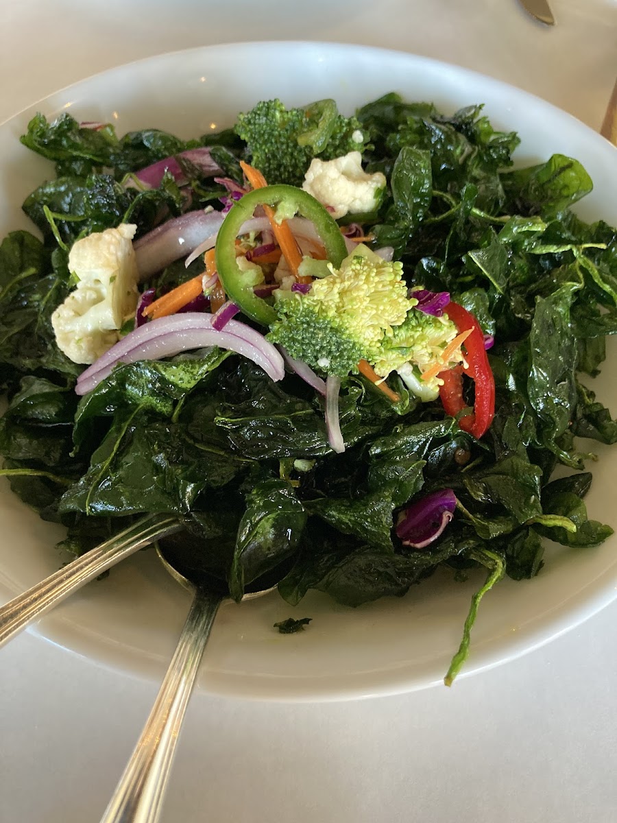 Fried spinach salad -- they share fryer w gluten items, so avoid if severe sensitivity