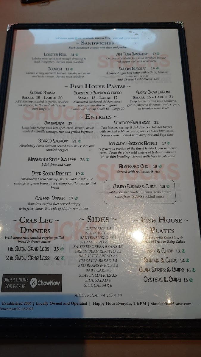 Menu front 3/16/23