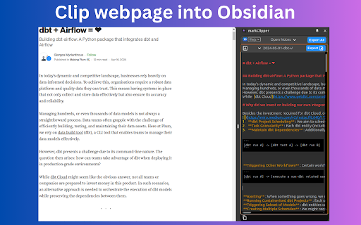 markClipper - obsidian web clipper