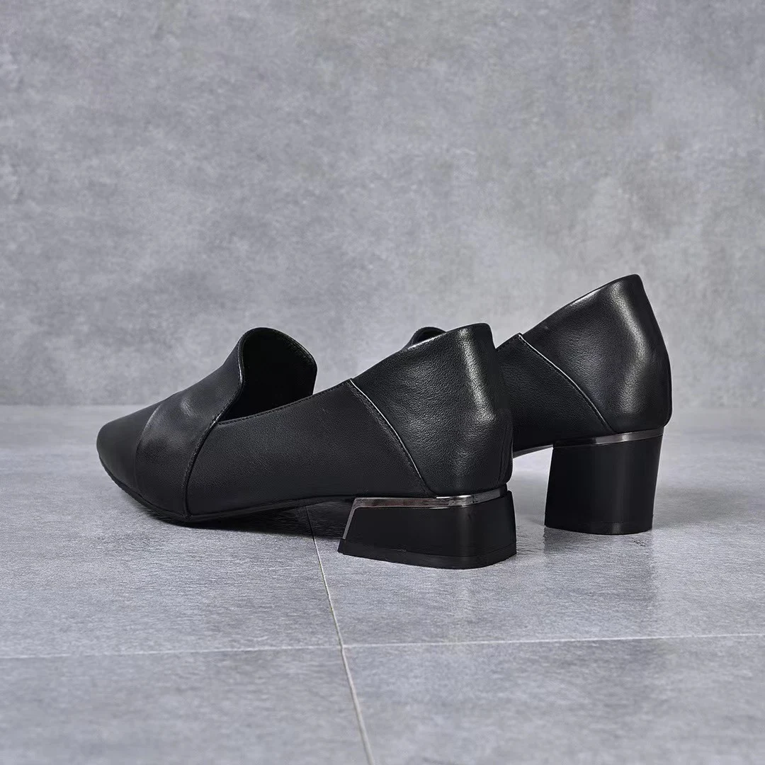 Title 4, Zapatos de tacón medio para mujer de cuero genu...