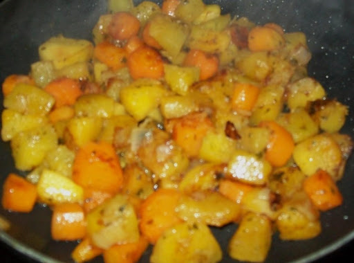 Sauteed Pumpkin with Carrots and Onions