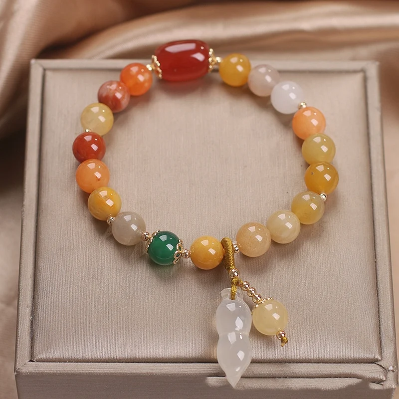 Natuurlijke Jinsi Jade Agaat Kalebas Pinda Armband