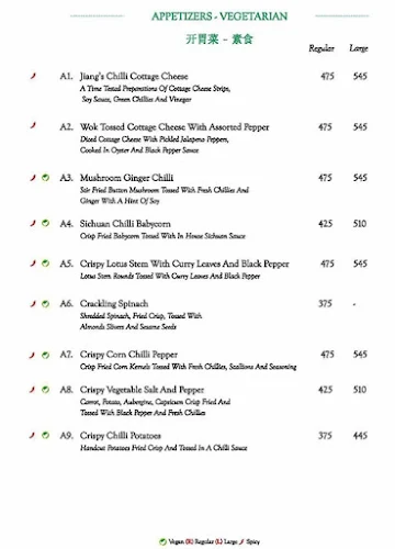 Mainland China menu 