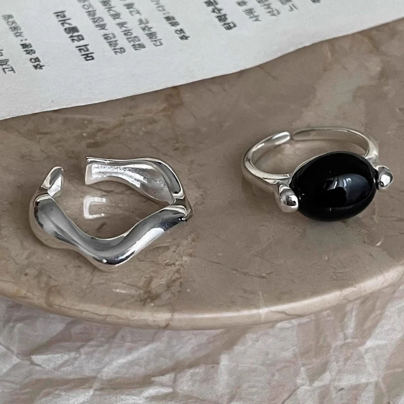 Zwarte agaat ring voor dames Persoonlijkheid Simple. Stijlvolle ring voor dagelijks gebruik. Elegant design, perfect als cadeau.