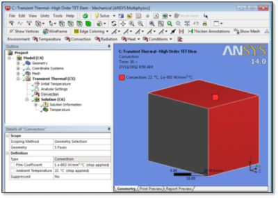 ANSYS Условия конвективного теплообмена на 5 гранях тела