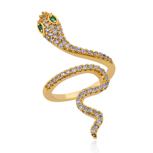 Title 15, Titanium Steel No Fading 18K Gold Snake Ring. A...