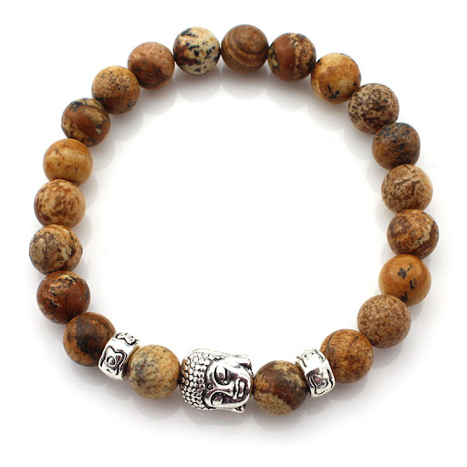 Title 1, Natural Stone Buddha Head Bracelet for meditati...