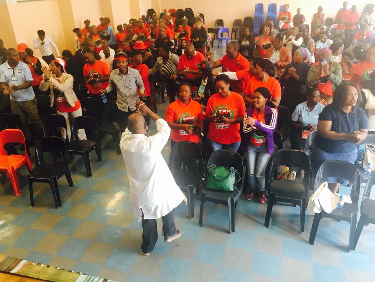 Paramedics and trade union members at the launch of a campaign to end attacks on ambulances in Pietermaritzburg.