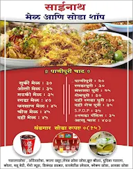 Sainath Bhel And Soda Shop menu 1