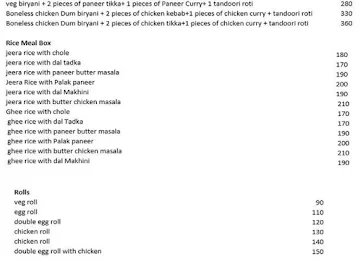 Bowls And Biryani menu 