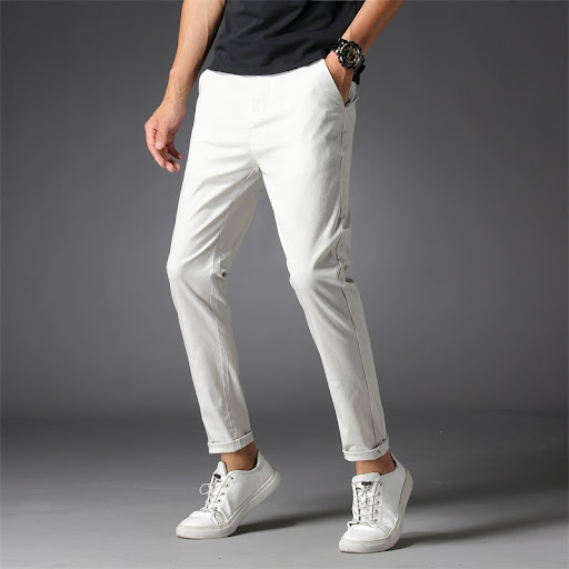 Title 4, Korean style casual pants, straight slim fit fo...