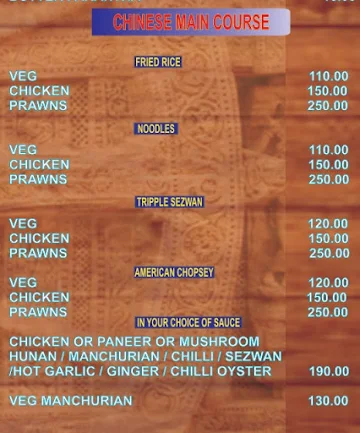 Royal Restaurant menu 