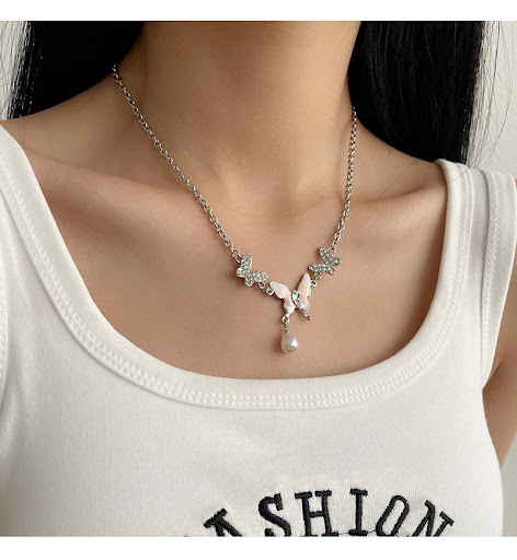 Title 6, Colorized Butterfly Pearl Pendant Necklace for ...