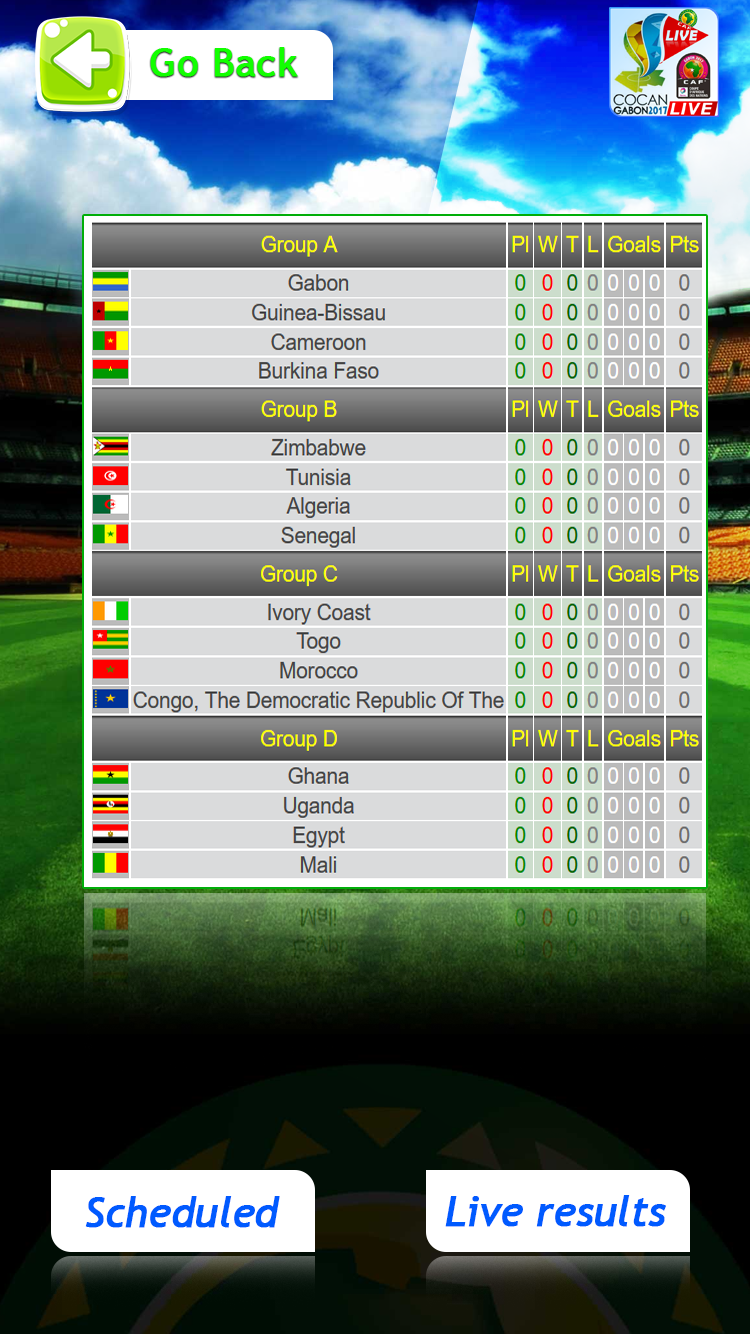 African Cup 2017 Gabon Live Screen 2