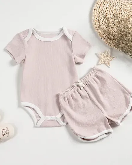 Baby Clothes Set Soft Cotton Bodysuit Shorts Clothing Set... - 1