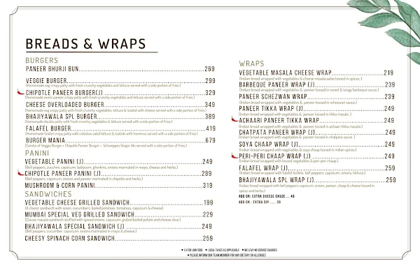 Bhajiyawala & Co. menu 