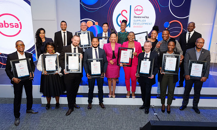 High achievers: winners of the 2021 Absa Business Day Supplier Development Awards in Johannesburg earlier this month. Picture: SUPPLIED