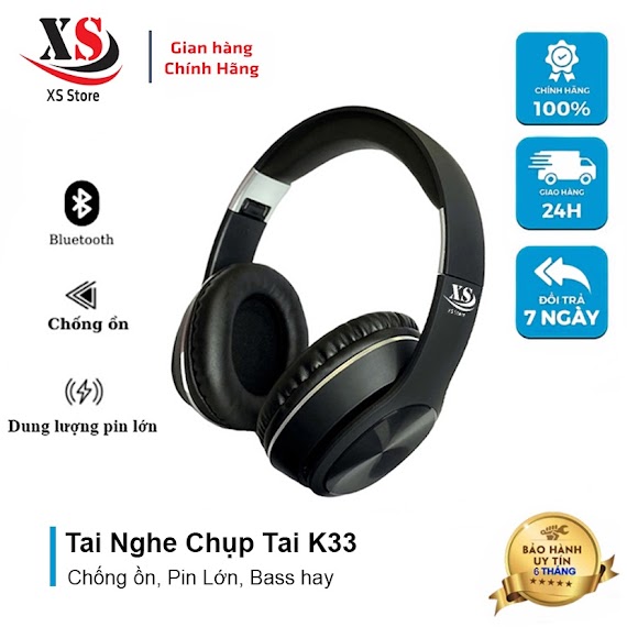 Tai Nghe Chụp Tai Xs Store K33, Kết Nối Bluetooth, Jack 3.5, Có Khe Cắm Thẻ Nhớ