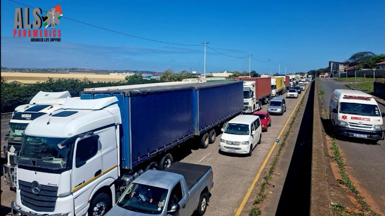 A backlog of trucks to Durban is causing mayhem on roads.