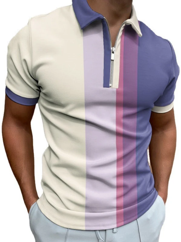 3D-geprint casual pullover met korte mouwen en revers, ideaal voor een relaxte look. Comfortabel en stijlvol voor dagelijks gebruik.