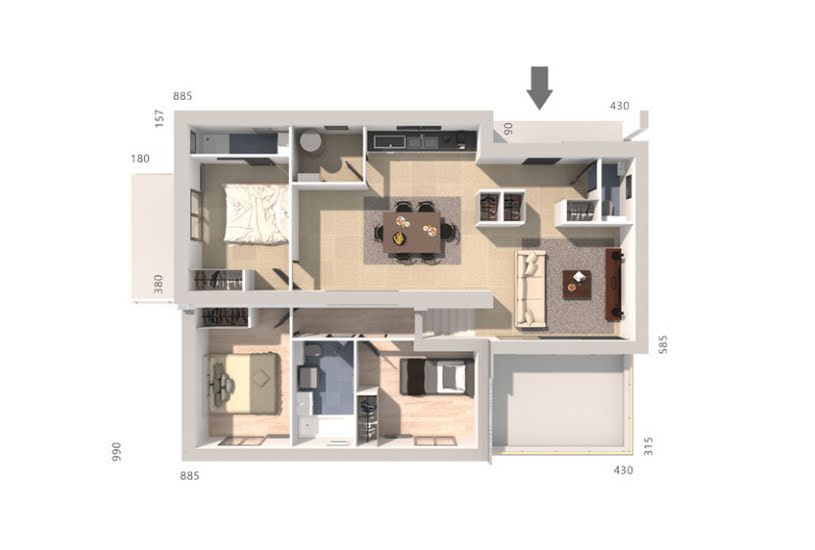  Vente Terrain + Maison - Terrain : 350m² - Maison : 88m² à Aubignan (84810) 