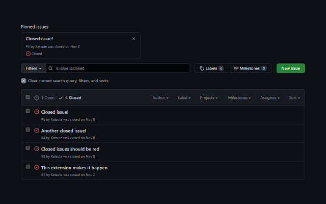 GitHub Red Issues chrome extension