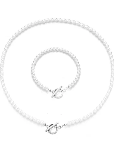 Parelketting en armband set. Voeg e - 1