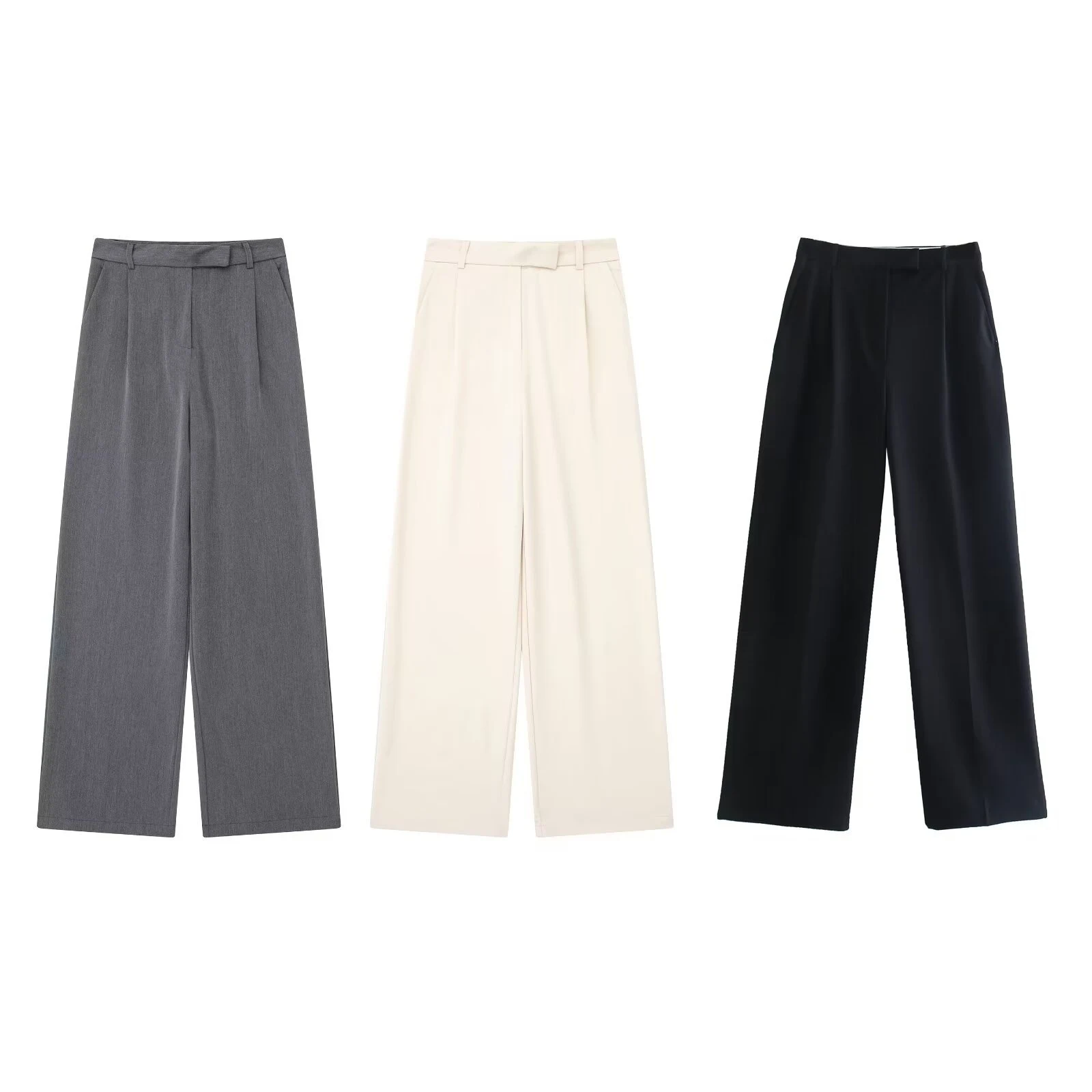 Title 15, Lässige Hose mit hoher Taille und Falten, gerad...