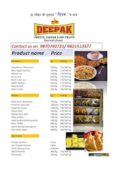 Deepak Sweets, Farsan & Dry Fruits menu 1