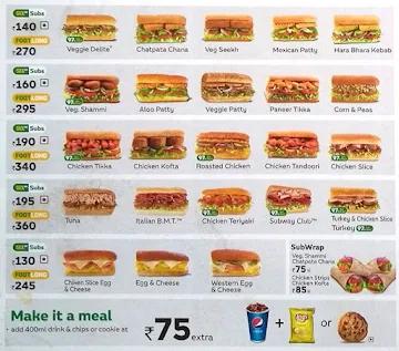 Subway menu 