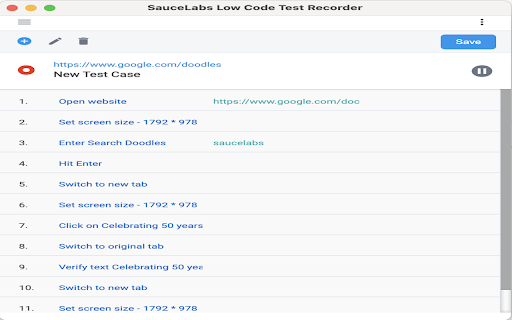 SauceLabs Low Code Test Recorder