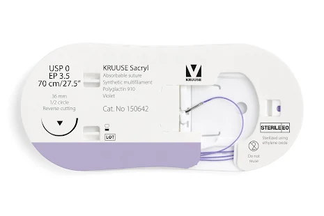 KRUUSE Sacryl Sutur, USP 0/EP 3.5, 70 cm, violet, 12st