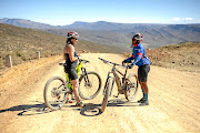 Claire Keeton and Hennie Matthews, from the Moorreesburg Cycling Club and Cederberg Adventures taking a break to enjoy the wide open space.