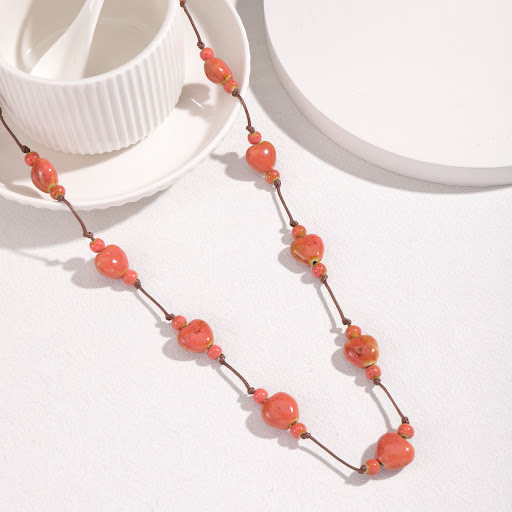 Title 3, Retro Ethnic Colorful Heart-shaped Ceramic Neck...
